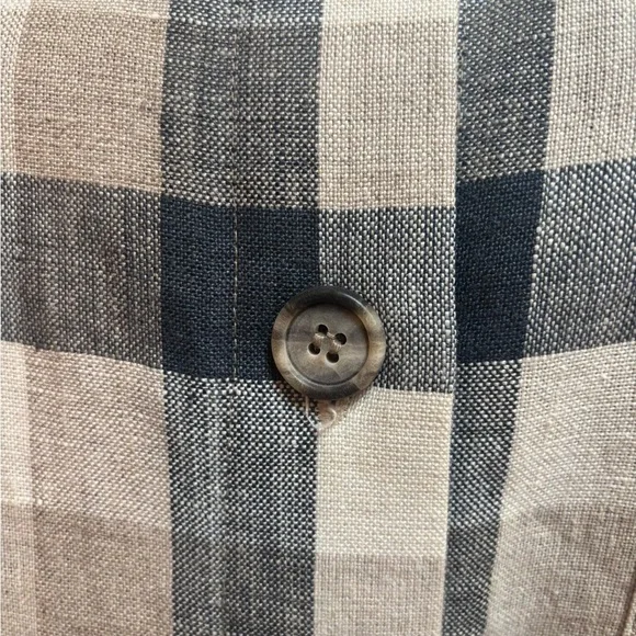 ORVIS 100% IMPORTED LINEN CASUAL CLASSIC BLUE&TAN PLAID BLAZER JACKET SZ 14 - Picture 6 of 14